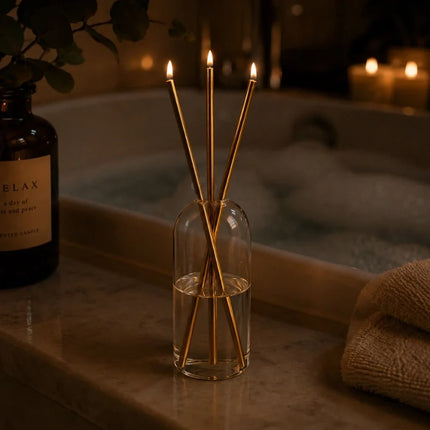 Oil Candle with Refillable Mineral Oil for Steady Glow | Elegant Glass Design for Cozy Ambience