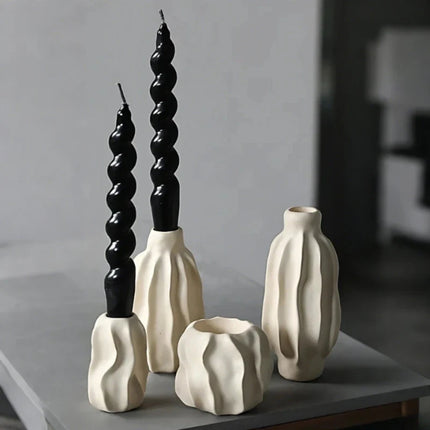 Hand-Crafted Ceramic Candle Holder with Modern Organic Design | Sculptural Accent for Taper Candles and Decor