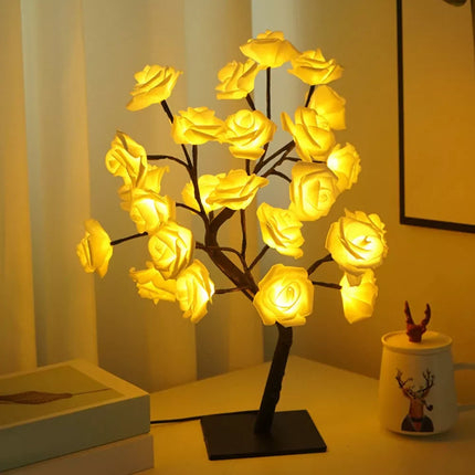 Rose Tree LED Lamp with Adjustable Branches | USB-Powered Decorative Lighting for Indoor and Outdoor Charm