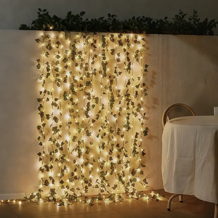 Botanical Garland Light with Warm White Glow | Nature-Inspired Decor for Elegant Home Ambiance