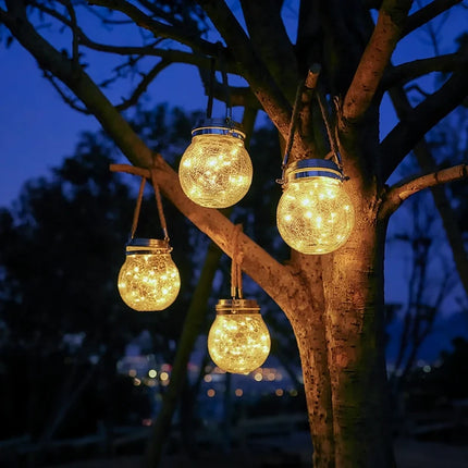 Solar-Powered Lantern with Dusk Sensor & Jute Rope Handle | Weather-Resistant Outdoor Lighting for Cozy Evenings
