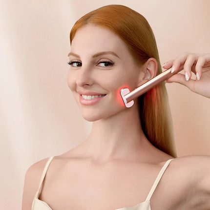 Red Light Therapy Face Wand with Micro-Vibration & Heat | Professional Anti-Aging Device for Glowing Skin
