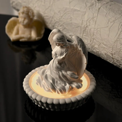 Aroma Light Diffuser Shaped like Angel with Dimmable Warm Glow | Natural Gypsum for Serene Ambiance and Aromatherapy