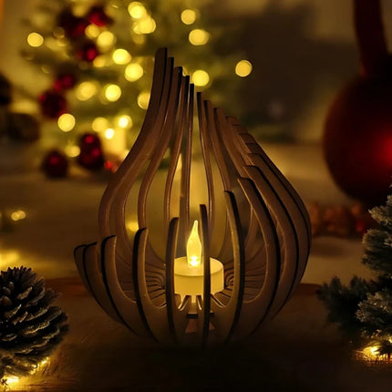 Handcrafted Wooden Candle Holder with Teardrop Design | Elegant DIY Assembly for Serene Ambiance