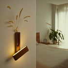Wood Wall Light with Built-in Vase & Touch Control | Dimmable Ambient Illumination for Home Décor