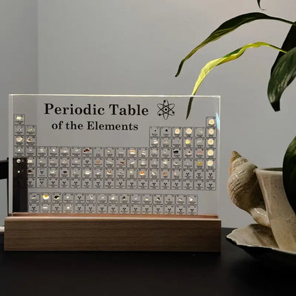 Real Elements Periodic Table Display with Integrated LED Lighting | Educational Acrylic Centerpiece for Science Enthusiasts