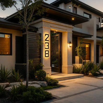Solar House Number Light with Automatic Dusk Sensor | Modern Black Design for Enhanced Nighttime Visibility