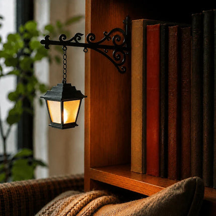 Bookshelf Light with Charming Pendant Design | Cordless Wrought Iron Accent for Cozy Reading Nooks
