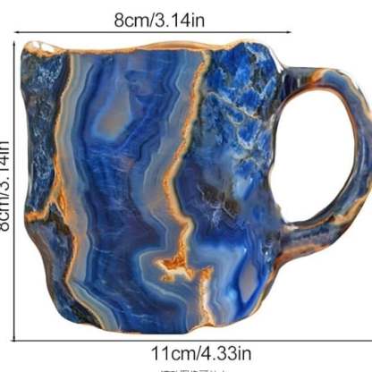 Mineral Glass Coffee Cups, Insulated Glass Coffee Mugs with Agate and Amethyst Crystal Patterns