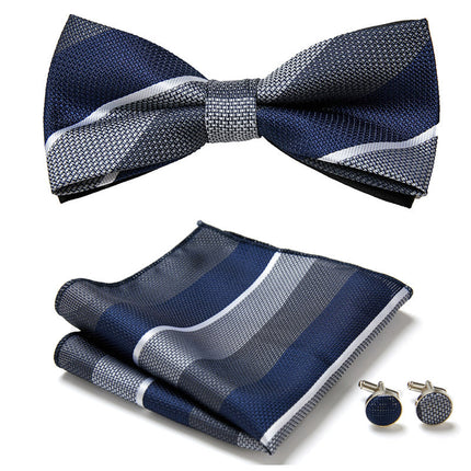 Bow Tie Set with Pocket Square and Cufflinks, Printed Polyester Neckwear and Suit Accessories – image 31