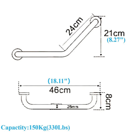 Shower Grab Bar 135 Degree Angled, Bathtub Grab Bar for Elderly