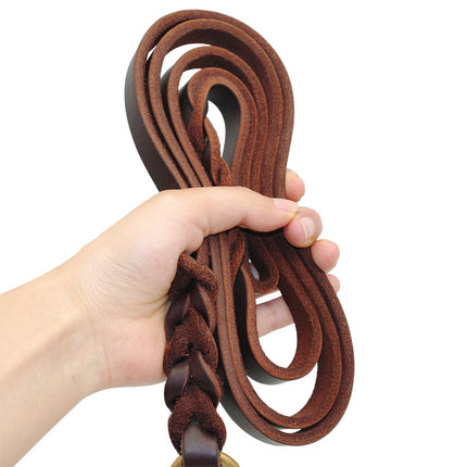 Durable First Layer Leather Dog Leash for Large Breeds | Elegant Dark Brown Design for Strength and Training