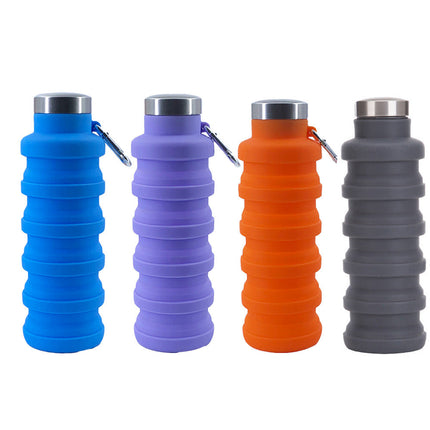 Collapsible Water Bottle, Foldable Silicone Water Bottle with Carabiner for Travel