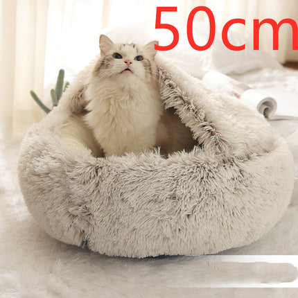 Plush Round Pet Bed for Dogs and Cats with Cozy Crystal Velvet | 2-in-1 Design for Ultimate Warmth and Comfort