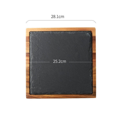 Black Acacia Wood Pizza Plate with Elegant Design | Versatile Serving Solution for Pizza and Steak