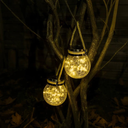 Solar-Powered Lantern with Dusk Sensor & Jute Rope Handle | Weather-Resistant Outdoor Lighting for Cozy Evenings