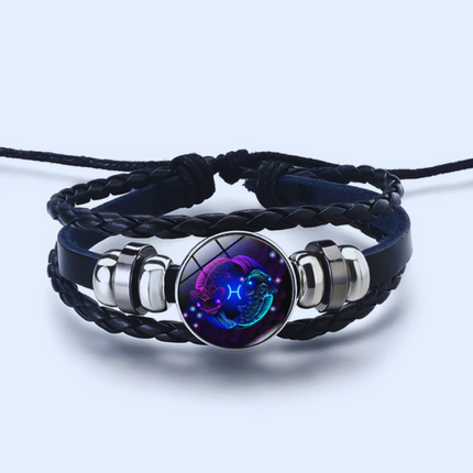 Zodiac Leather Bracelet with Adjustable Chain, Wax Cord Bracelet – image 8