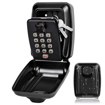 Key Lock Box Wall Mount, Outdoor Key Box, Weather Resistant Metal Key Safe for Homes and Rental Properties