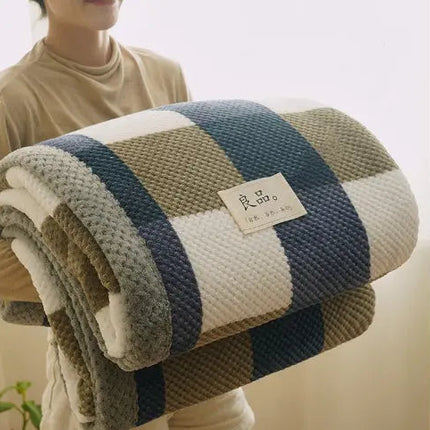 Striped Throw Blanket, Plush Soft Blanket for Bed and Sofa