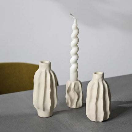 Hand-Crafted Ceramic Candle Holder with Modern Organic Design | Sculptural Accent for Taper Candles and Decor
