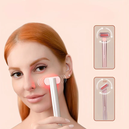 Red Light Therapy Face Wand with Micro-Vibration & Heat | Professional Anti-Aging Device for Glowing Skin