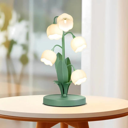 Floral Iron Table Lamp with High-Transparency Shade | Elegant LED Lighting Inspired by Lily of the Valley