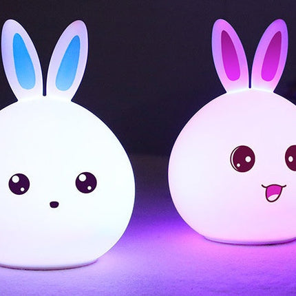 Cute Colorful Silicone Rabbit Lamp with USB Charging | Adjustable Night Light for Kids' Rooms