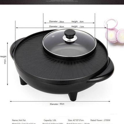 Electric Korean-Style All-in-One Pot with 5-Speed Temperature Control | Versatile Cooking for Hot Pot, Teppanyaki, and More
