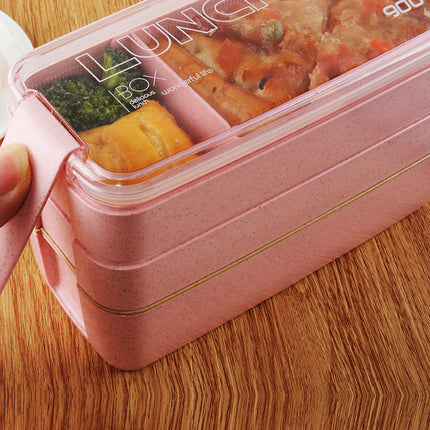 Eco-Friendly Three Layer Bento Lunch Box with Silicone Sealing Ring | Adjustable Meal Separator for Easy Meal Prep