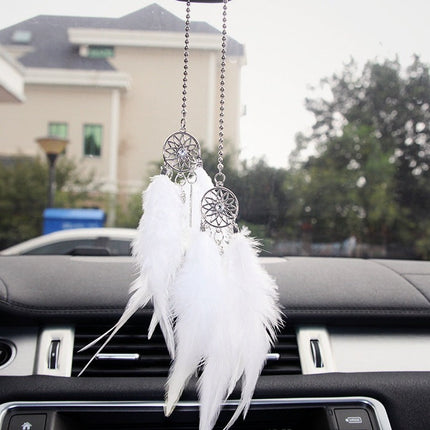 Dream Catcher Car Ornament with Metal and Feather Design | Positive Vibes Accessory for Unique Style