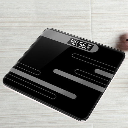 Digital Body Weighing Scale with LCD Display & USB Charging | Durable Glass Design for Accurate Weight and Room Temperature Tracking