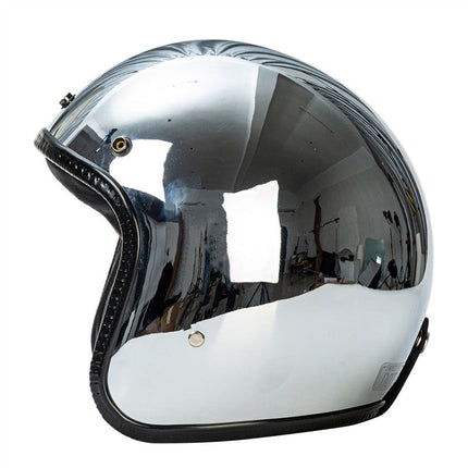 Retro Chrome Motorcycle Helmet – image 5