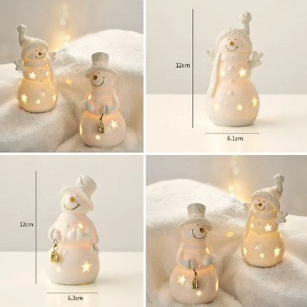 Ceramic Winter Village Decor Set with Ambient Glow | Handcrafted Holiday Centerpiece for Cozy Seasonal Atmosphere