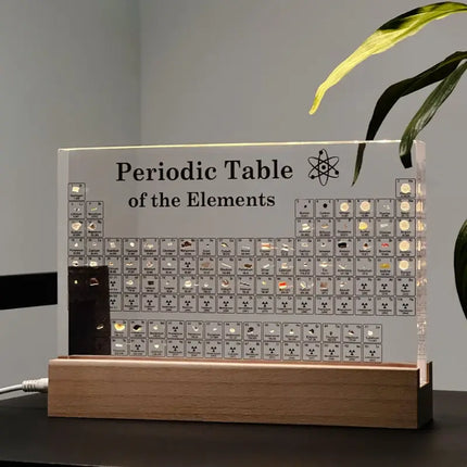 Real Elements Periodic Table Display with Integrated LED Lighting | Educational Acrylic Centerpiece for Science Enthusiasts