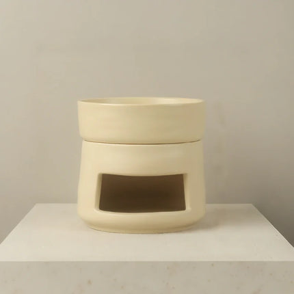 Ceramic Aromatherapy Diffuser with Dual-Chamber Design | Natural Elegance for Calming Scents and Soft Candle Glow