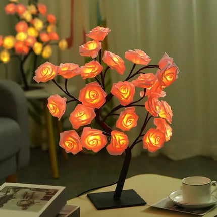 Rose Tree LED Lamp with Adjustable Branches | USB-Powered Decorative Lighting for Indoor and Outdoor Charm