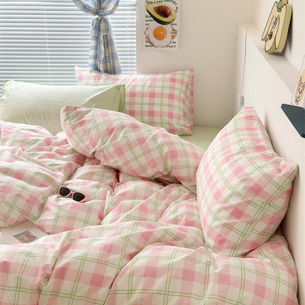 Cotton Bedding Set, Plaid Duvet Cover with Sheet and Pillowcases – image 10