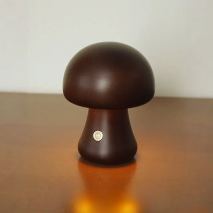 Wooden Table Lamp with Dimmable Cordless Design | Elegant Mushroom Shape for Warm Ambiance