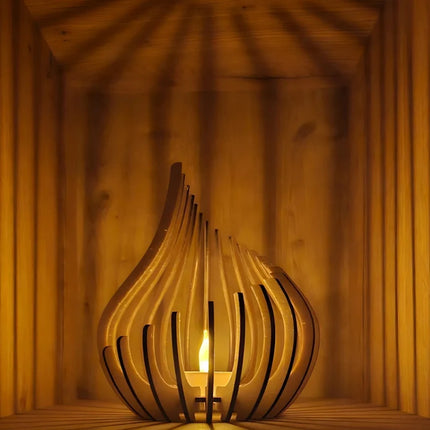 Handcrafted Wooden Candle Holder with Teardrop Design | Elegant DIY Assembly for Serene Ambiance