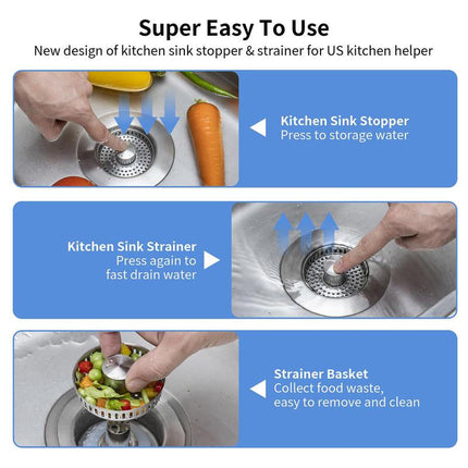 Kitchen Sink Strainer 3 in 1, Stainless Steel Sink Drain Strainer – image 6