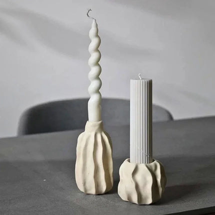 Hand-Crafted Ceramic Candle Holder with Modern Organic Design | Sculptural Accent for Taper Candles and Decor