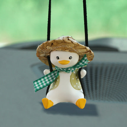 Cute Duck Hanging Ornament for Car Rearview Mirror | High-Quality Resin Pendant for Stress Relief and Decoration