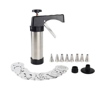 Stainless Steel Cookie Press Machine with 13 Molds & 8 Nozzles | Durable Baking Tool for Cookies and Cake Decorating