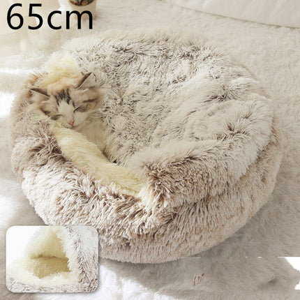 Plush Round Pet Bed for Dogs and Cats with Cozy Crystal Velvet | 2-in-1 Design for Ultimate Warmth and Comfort