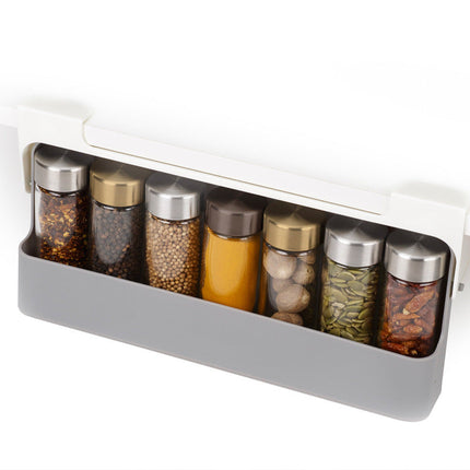 Punch-Free Spice Rack with 6 Glass Jars | Installation-Free Kitchen Organizer for Modern Simplicity