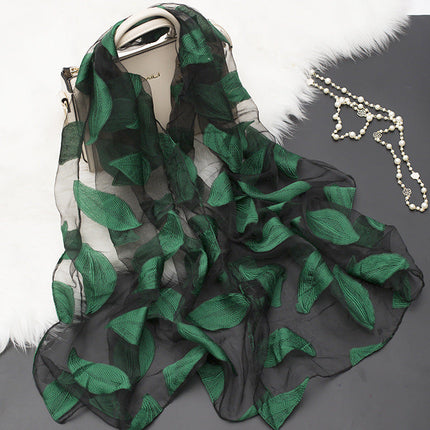 Scarves for Women, Floral Organza Scarf with Hollow Cut Flowers – image 8