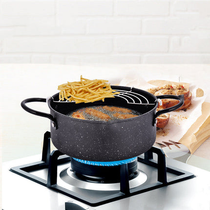 Oil-Saving Fryer with Non-Stick Coating for Healthier Cooking | Durable Iron Design for Easy Cleaning and Versatile Use