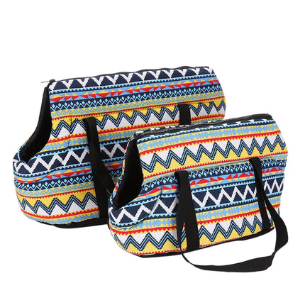 Retro Striped Pet Carrier Bag with Adjustable Strap | Stylish Canvas Travel Bag for Pets