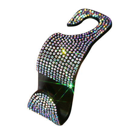Car Seat Headrest Hook Accessory with Gem Adornments | Elegant Storage Solution for Handbags and Umbrellas
