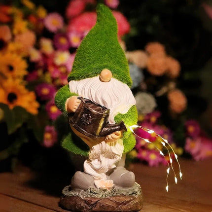 Solar-Powered Garden Gnome with Unique Character | Weatherproof Resin Decor for Magical Outdoor Ambiance